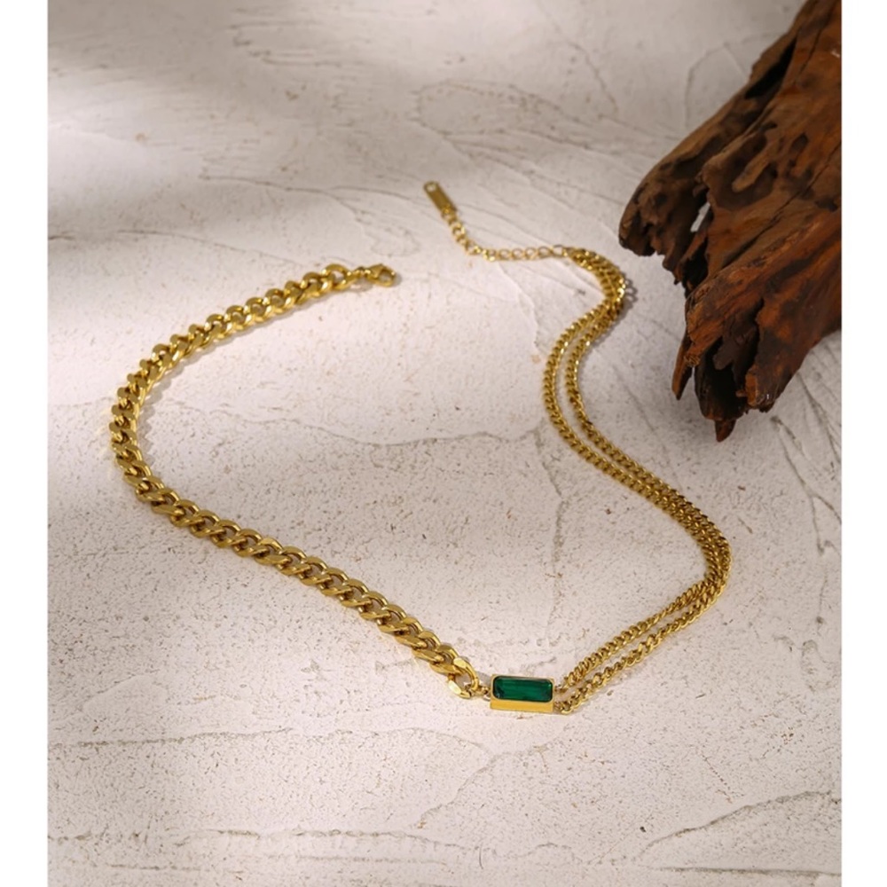 Stainless Steel With Zirconia Chain Choker